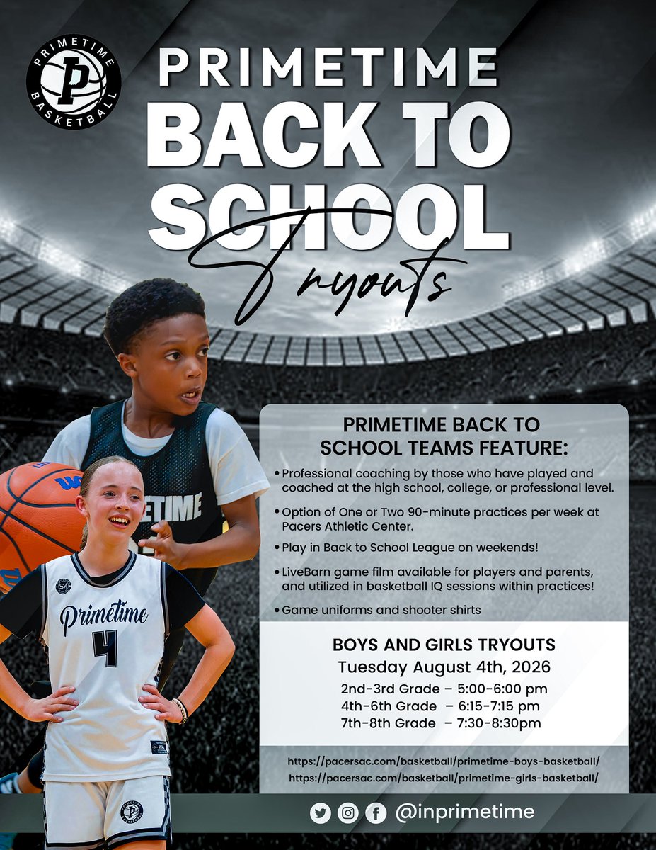 INPrimetime's tweet photo. Summer’s still in full swing ☀️🏀 …but we’re starting to look ahead! Back-to-School Tryouts are on the horizon! https://t.co/YiozgCrX0O