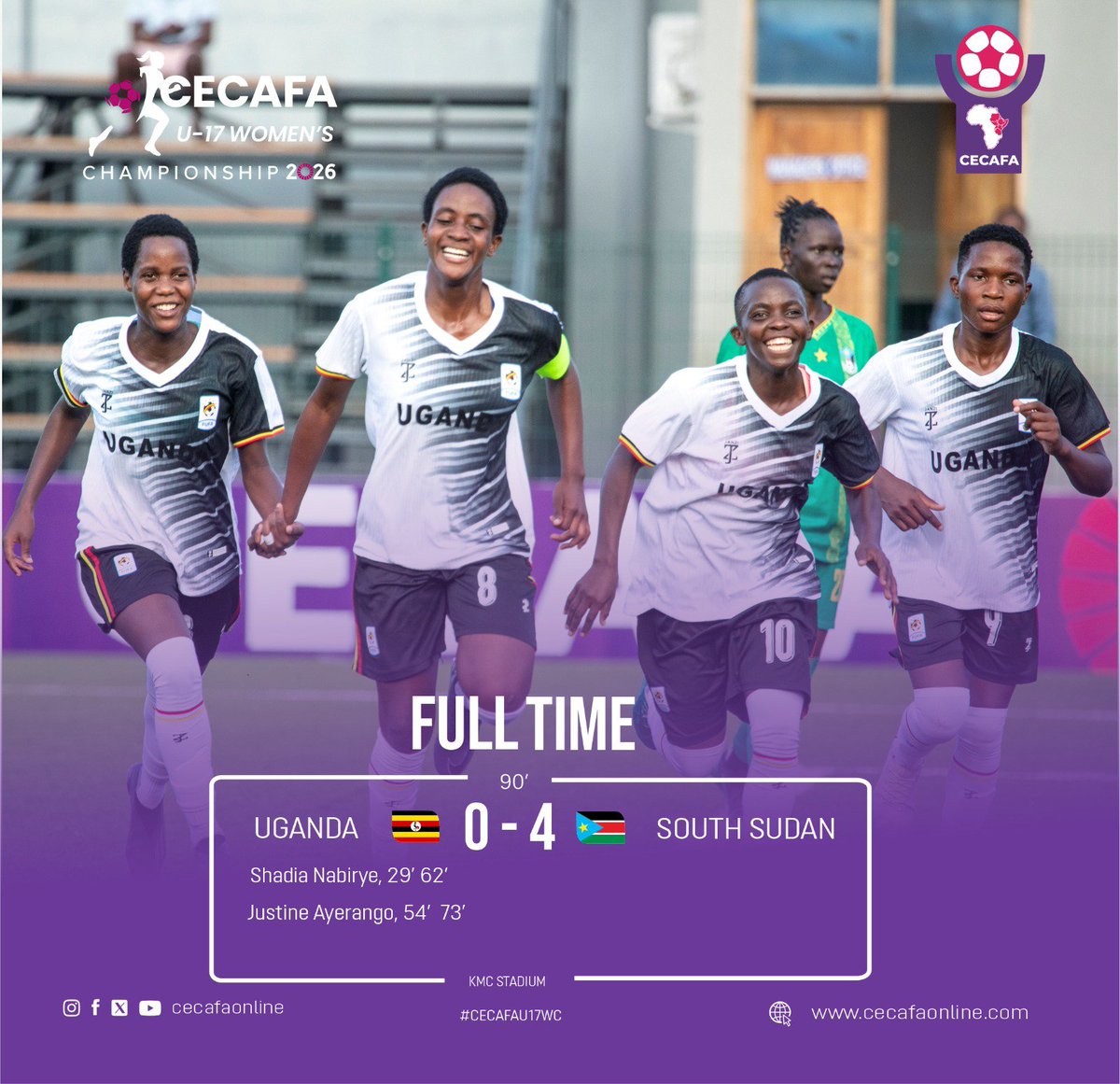 Cecafaonline's tweet photo. FT : Four for Uganda

Uganda 🇺🇬 4⃣ - 0⃣ South Sudan 🇸🇸  #U17CECAFAWC https://t.co/TK5JHxCjuO