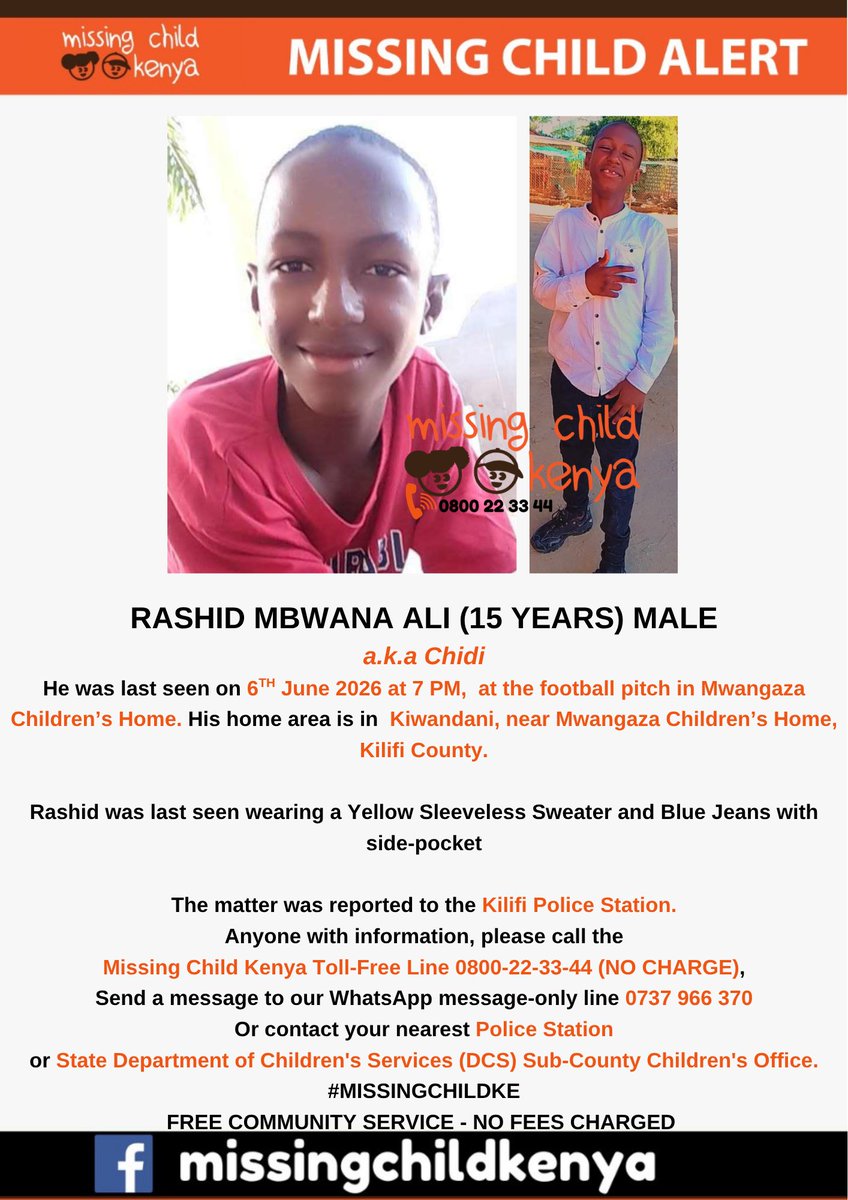missingchild_ke's tweet photo. RASHID MBWANA ALI (15 YEARS) MALE #MISSINGCHILDKE https://t.co/pc86voR2Ft