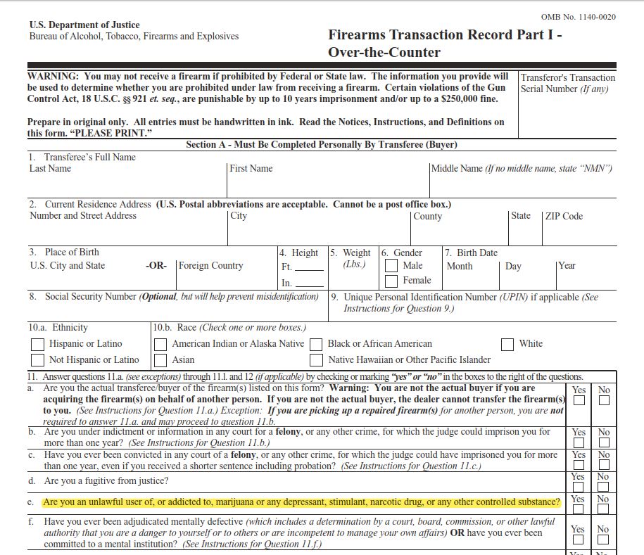 DCPren's tweet photo. @ChrisPlanteShow Drugs don't disqualify gun ownership, but does gun ownership disqualify drugs? Have avoided pot shops for fear of losing pew pew license in PRMA (People's Republic of MA). Will ATF change the form?! https://t.co/U8sTMZ8vtp