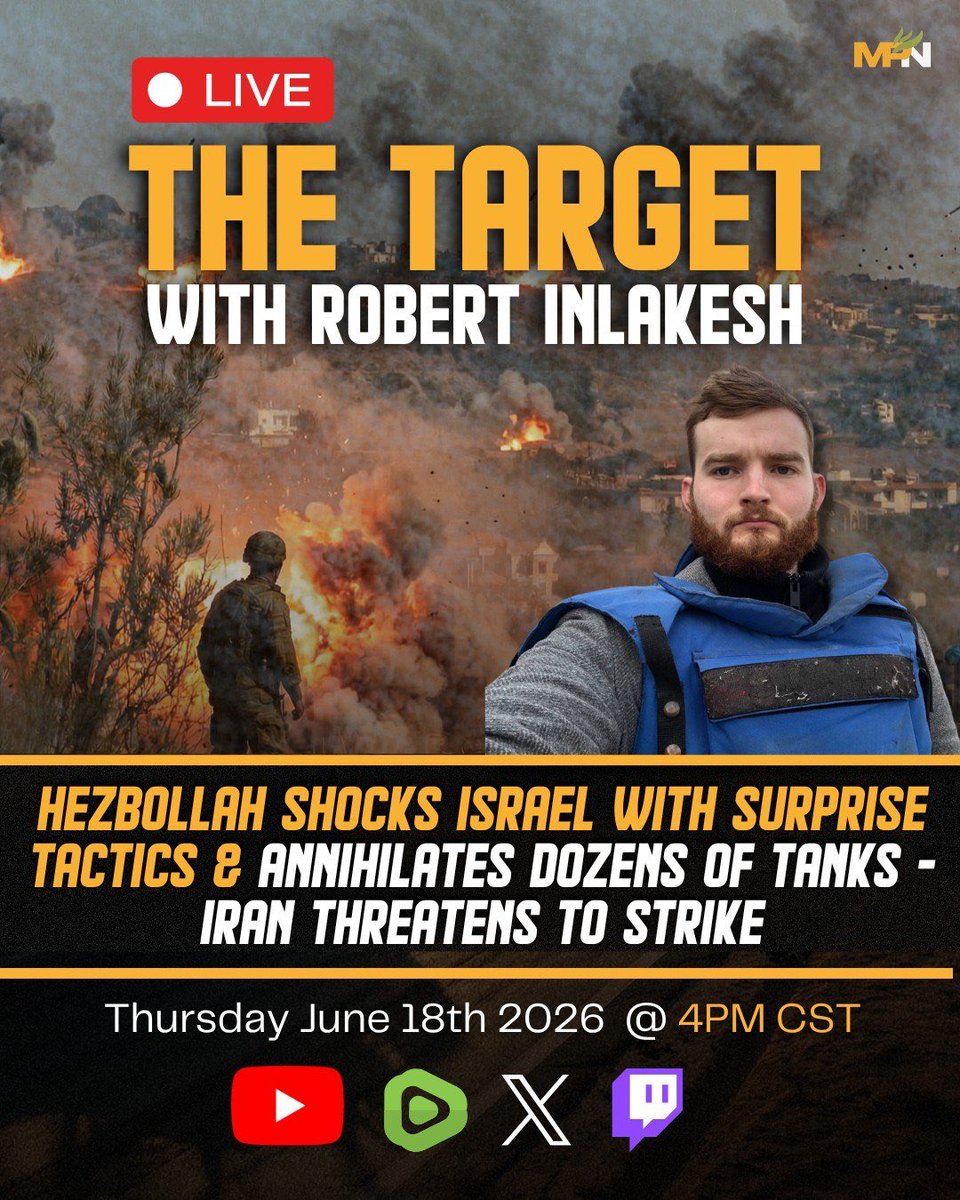 MintPressNews's tweet photo. 🚨 US-Iran MoU SIGNED. ISRAEL IS STILL GETTING DESTROYED IN LEBANON.

The US-Iran deal is inked. Netanyahu says he's not bound by it.

Meanwhile, Hezbollah just defended Kafr Tibnit for four straight days — drone swarms picking off infantry, Merkava tanks taken out in the dark, Israeli forces so outmaneuvered they flew helicopters in under smoke cover just to drag out their own dead.

1,400+ Israeli casualties and climbing. The Kfar Tebnit–Ali al-Taher axis is closed. Permanently.

The deal explicitly requires Israeli withdrawal from Lebanon. Netanyahu ignored it. Smotrich wants the whole country as a free-fire zone.

Iran's message is simple: violate the agreement, the strikes resume.

This is the story corporate media won't touch.

📺 Watch LIVE on The Target with Robert Inlakesh: 

https://t.co/luEEJLsuvg
