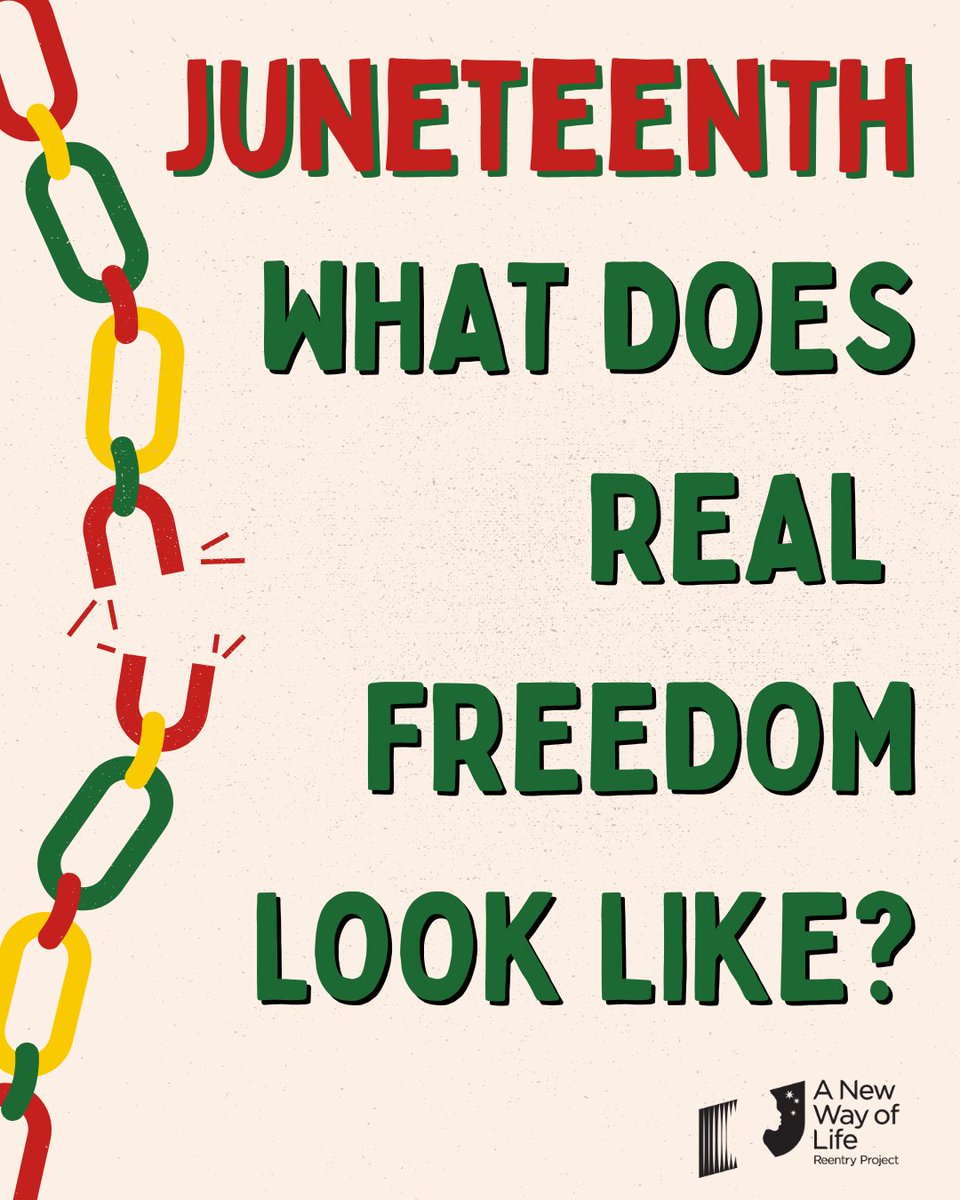 ANewWayofLife1's tweet photo. Juneteenth celebrates Black freedom, resilience, and strength. Yet what does freedom look like when families are separated because of incarceration. As we celebrate 161 years of Juneteenth, we recommit to the fight for racial justice.

#ANWOL #FreedomWork #Juneteenth https://t.co/XfISh4LG39