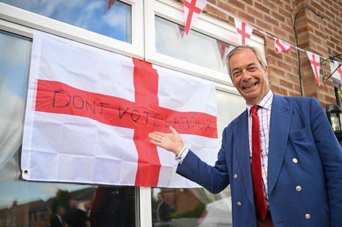maddy__cheary's tweet photo. “Nigel Farage with a clear message for England: DON’T VOTE LABOUR 🇬🇧

Labour Party is in trouble. https://t.co/ppsBmAexh2