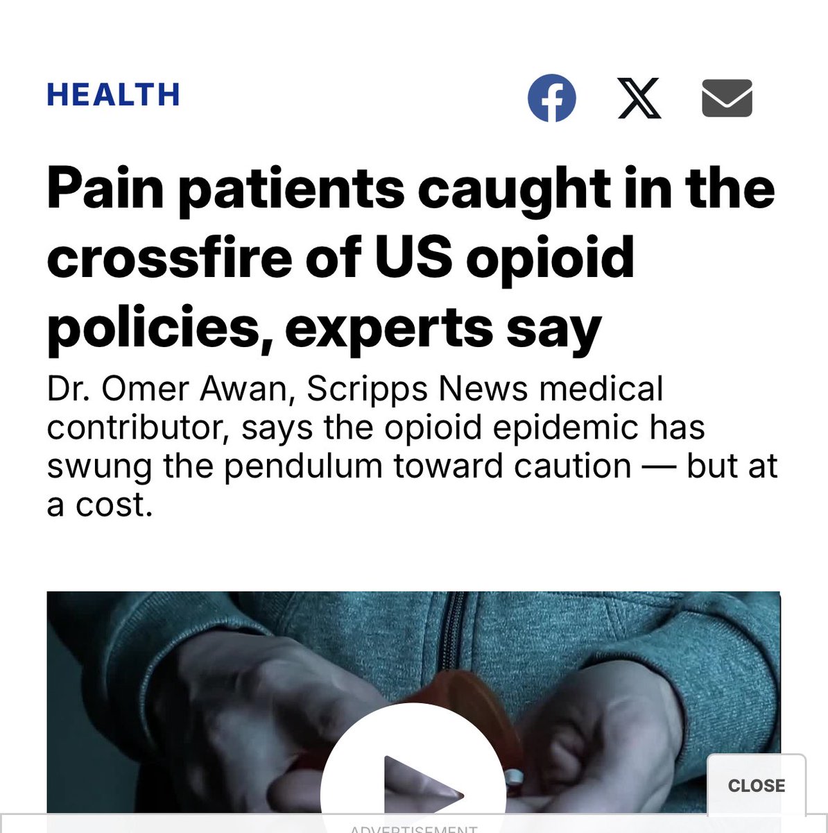 CMerandi's tweet photo. New:.

Pain patients caught in the crossfire of US opioid policies, experts say

Thank you @scrippsnews. We appreciate it https://t.co/qqJDYaNN7t
