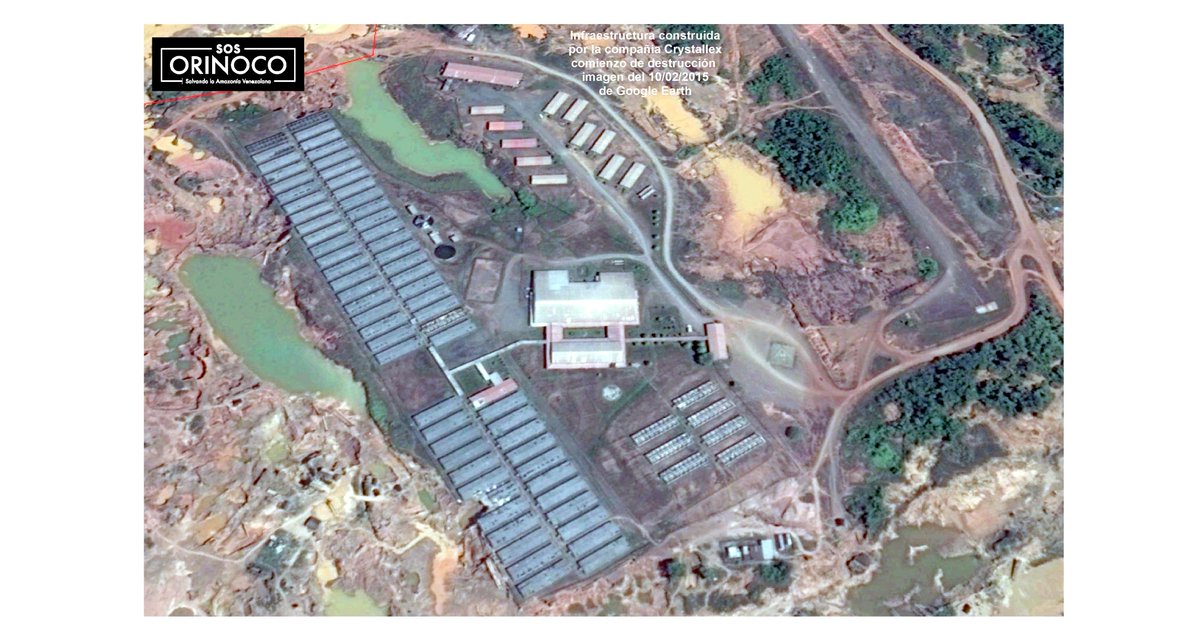 SOSOrinoco's tweet photo. DESTRUCCIÓN DE LA MINERÍA LEGAL DE VENEZUELA POR LA DICTADURA

🔴 La destrucción causada por la minería ilegal en la Amazonía-Guayana venezolana no fue un accidente ni una simple pérdida de control. Fue el resultado de una política diseñada por @NicolasMaduro y sus socios @delcyrodriguezv @ConCiliaFlores @jorgerpsuv @dcabellor de expropiación, abandono institucional y complicidad, dirigida a saquear, sistemáticamente en beneficio de unos particulares, las riquezas de la Nación.

🔴 Durante 25 años, la dictadura se dedicó a destruir sistemáticamente proyectos formales como Gold Reserve y Crystallex, e incluso los del propio Estado venezolano como @Minerven_CA, generando una deuda multimillonaria y abriendo el camino para que la minería informal, destructiva, y las mafias, los grupos armados ocuparan el territorio.

❌ No fue ausencia del Estado: fue un Estado pervertido que protegió y benefició la criminalidad y toda ilegalidad.

Estas imágenes satelitales comparan la infraestructura legal construida en el 2006 con la devastación minera (mismo lugar) en el 2026⬇️

La Amazonía-Guayana y el pueblo venezolano pagan el costo.