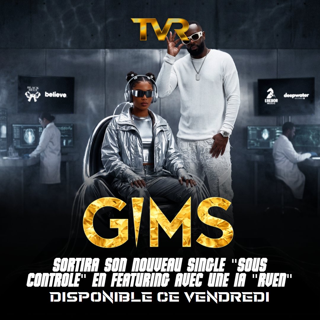 tv_rap_officiel's tweet photo. "Sous Contrôle" arrive bientôt 🎤🤖
GIMS annonce son nouveau single "Sous Contrôle" en featuring avec l’IA Rven. Attendu ce vendredi, le morceau intrigue déjà de nombreux auditeurs 👀🎶
#gims #rven #souscontrole #rapfr #tvr https://t.co/YLZPUd98Lw