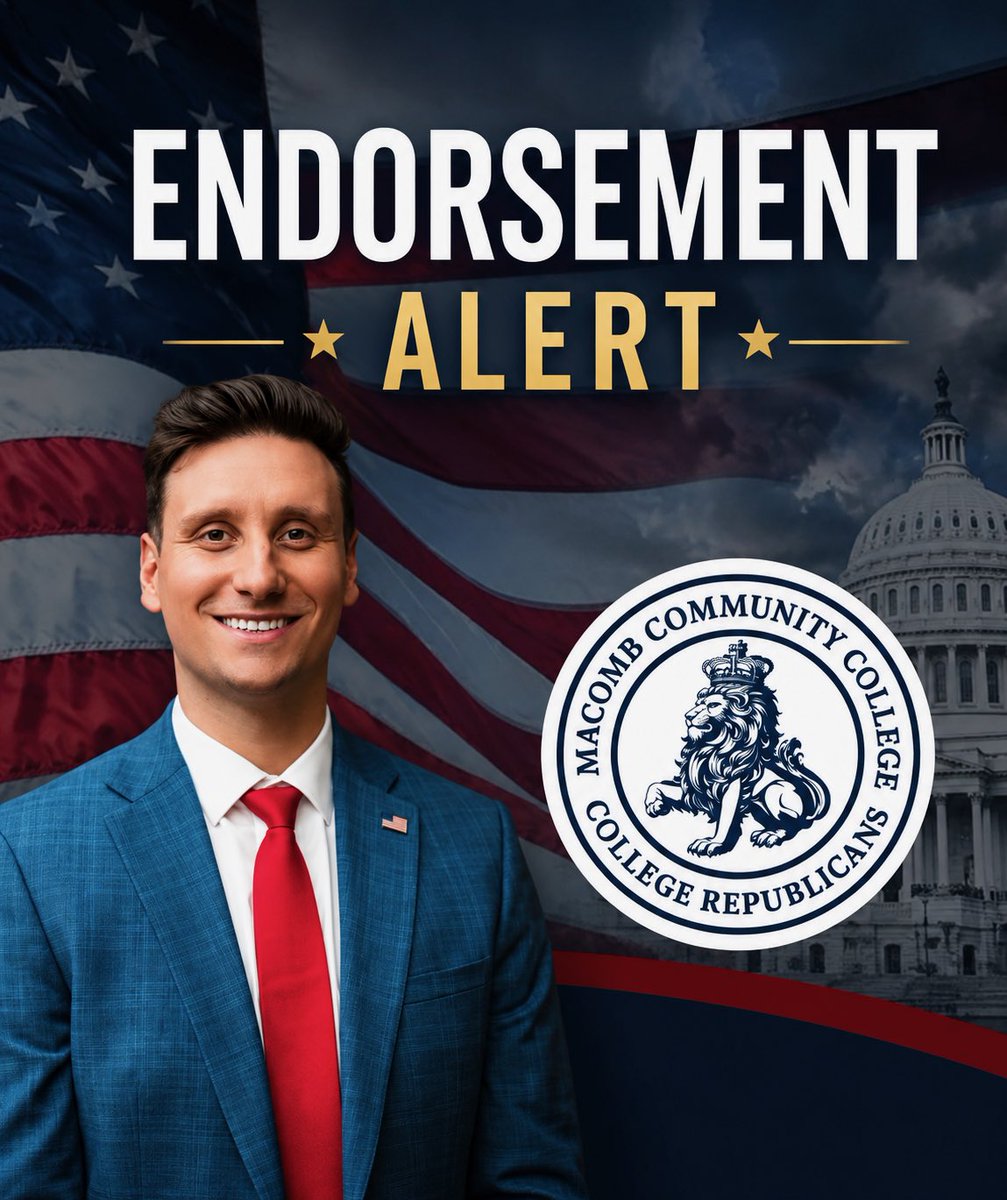 RobertLforMI's tweet photo. “The College Republicans of Macomb Community College are proud to endorse Robert Lulgjuraj for Congress. Robert is a Catholic conservative who will fight to secure our borders, uphold law and order, defend our freedoms, and put America First. We are proud to support Robert and look forward to sending him to Washington as a strong voice for Michigan and the America First movement.”