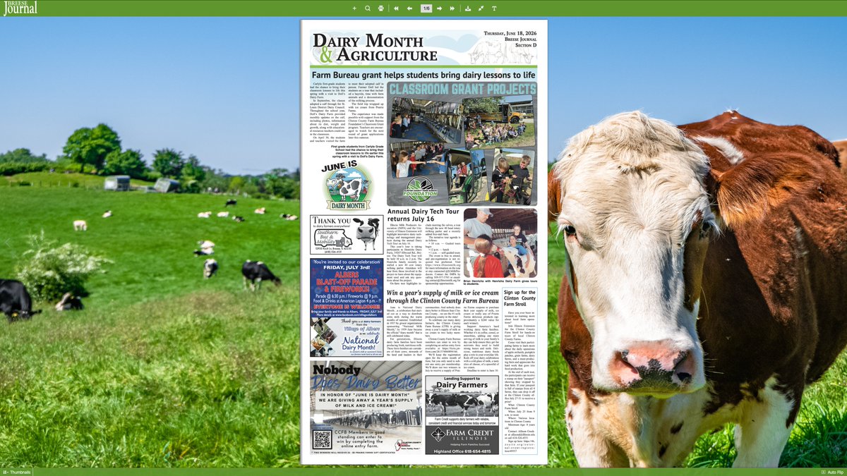 BreeseJournal's tweet photo. Subscribe today to read our Dairy Month special section! 🐮
https://t.co/In3TOKp4Lk https://t.co/KB9ItIyaL8