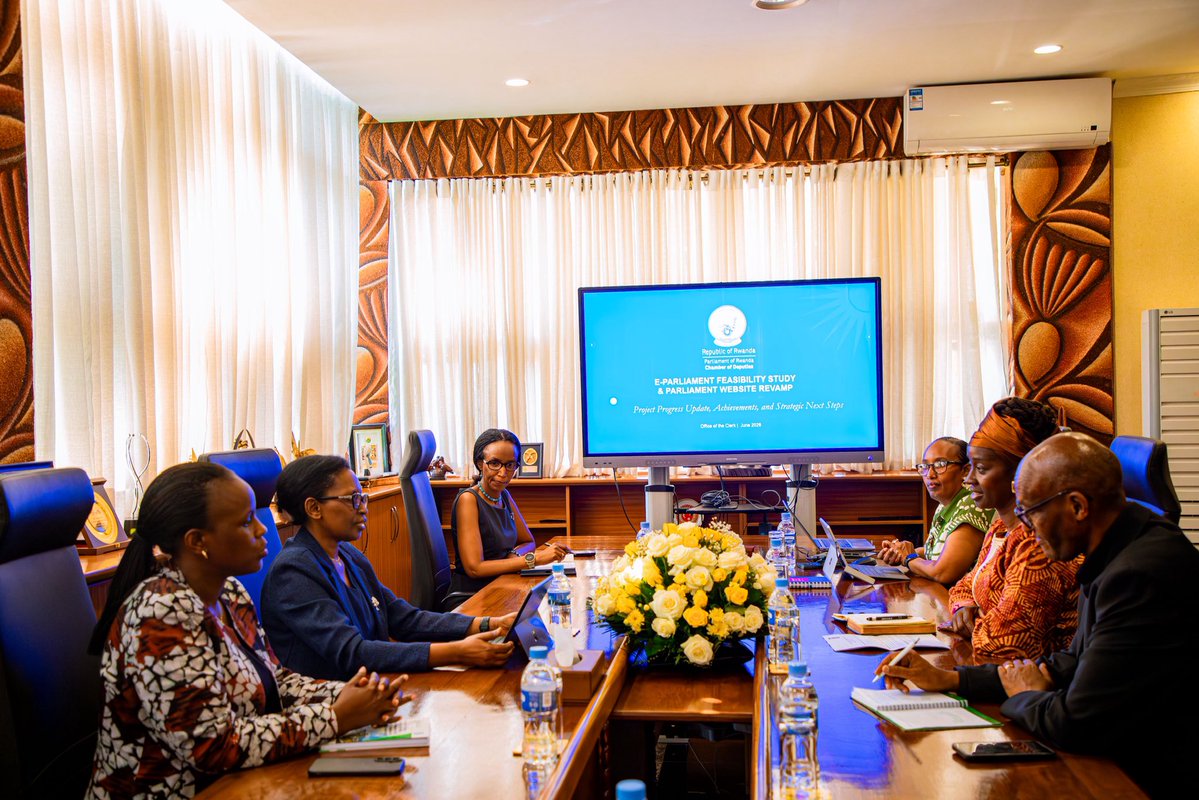 RwandaParliamnt's tweet photo. Today, Speaker Kazarwa Gertrude and Deputy Speaker Uwineza Beline met with Fatmata Lovetta Sesay, the @UNDP_Rwanda Resident Representative, to advance parliamentary digital transformation and enhance efficiency and citizen engagement. https://t.co/p2ygWlNYiF
