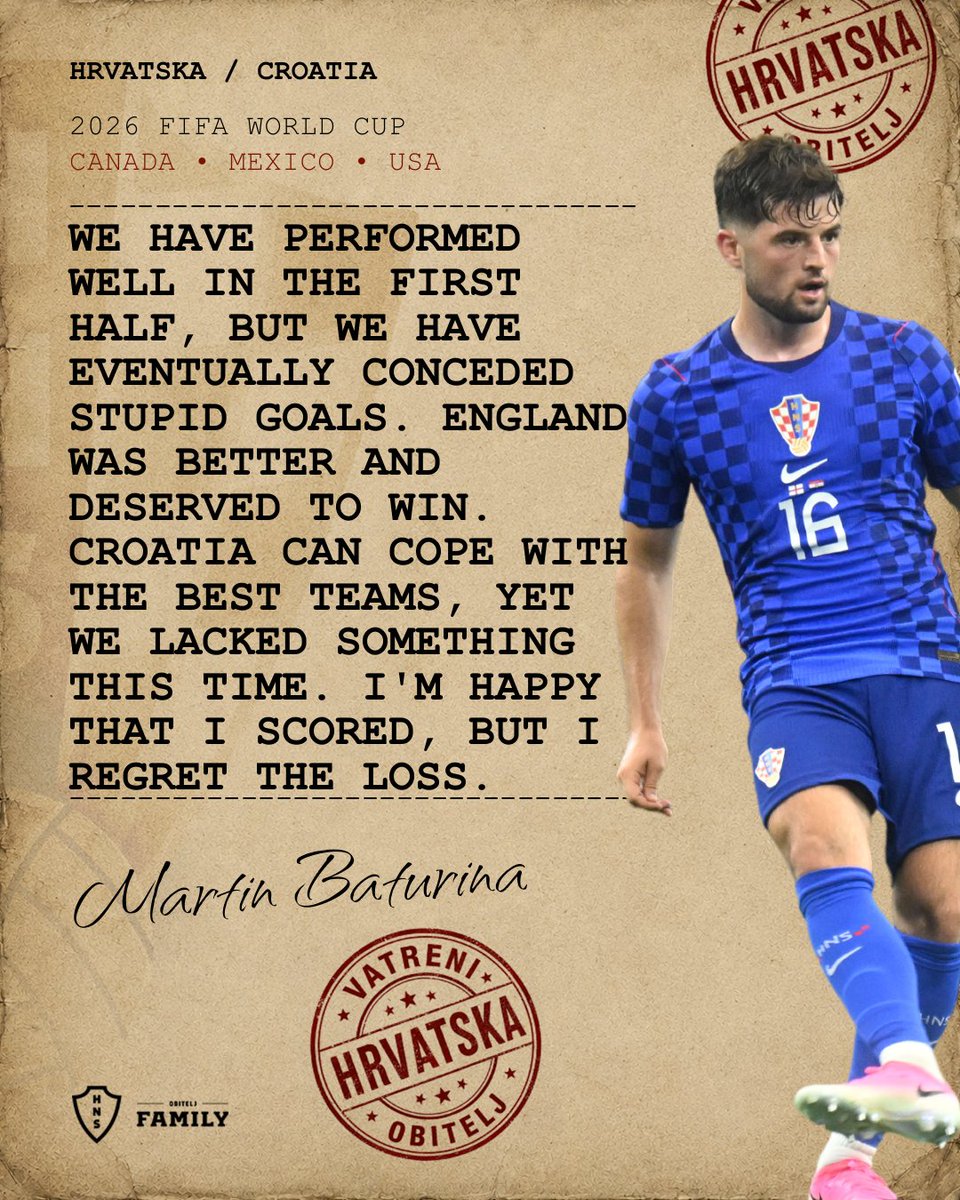 HNS_CFF's tweet photo. 🎙️ The words of #Croatia first goalscorer at the 2026 @FIFAWorldCup 

#WorldCup #ENGCRO #Vatreni❤️‍🔥 https://t.co/4b2yrLgTTd