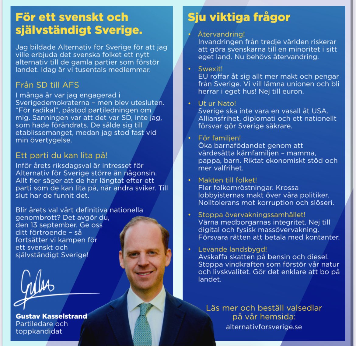 AfSKungsbacka's tweet photo. Kungsbacka får en annan fram och baksida på valfoldern. Foldern kommer att delas ut ihop med valsedlar och lokalt flygblad till samtliga ca 40.000 hushåll i kommunen. #AFS2026 https://t.co/e1Esu83HMu