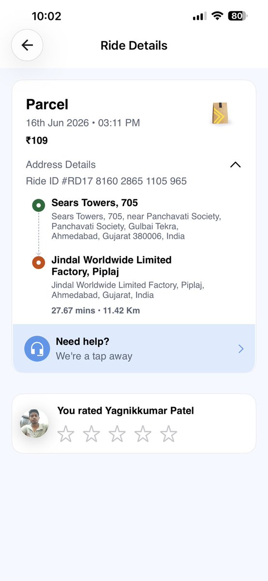 Ronak1112's tweet photo. So this @rapidobikeapp delivery guy has run away with my sample. @RapidoCares called 2-3 times saying they’re trying to contact him but he’s not answering calls! That’s all you can do?? Try calling? What’s the vetting system? Why not go to his address? 
And you offer me ₹200?? https://t.co/Ex2v9QMSju
