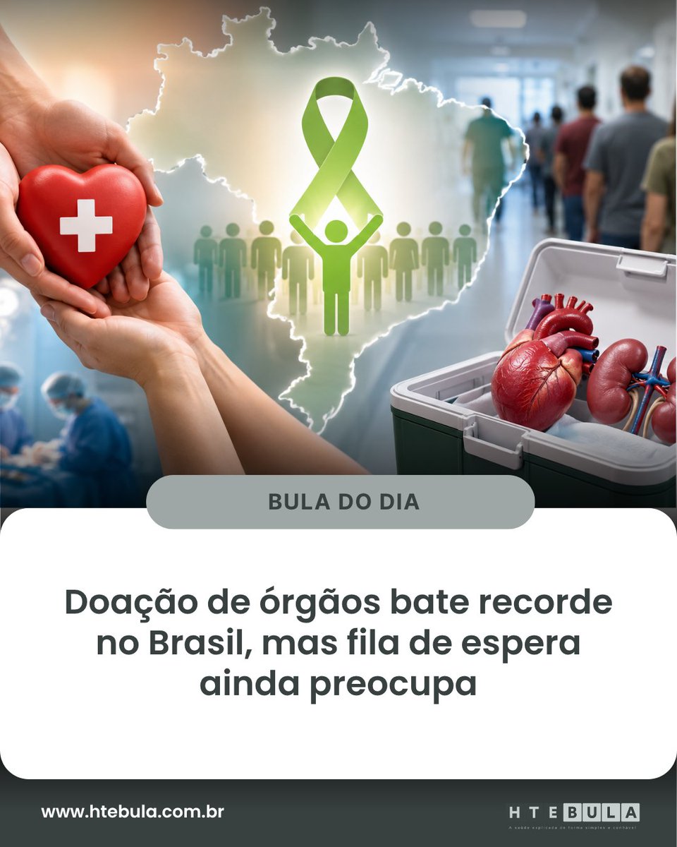 HTEBulla's tweet photo. Brasil bate recorde de doação de órgãos em 2025.

Apesar do avanço, milhares de pessoas ainda aguardam na fila por um transplante. Conversar com a família sobre o desejo de ser doador pode salvar vidas.

https://t.co/5LmGNypeZB https://t.co/FKP07zXHaR