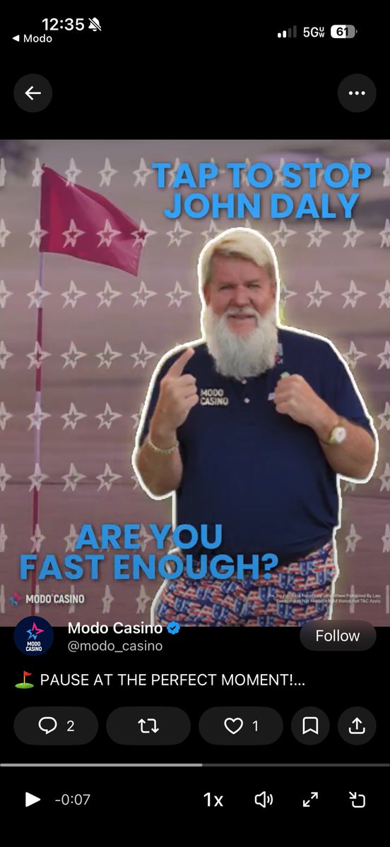 whoJimbo's tweet photo. @modo_casino @PGA_JohnDaly Bang #modogiveaway https://t.co/To8tK9DV4s