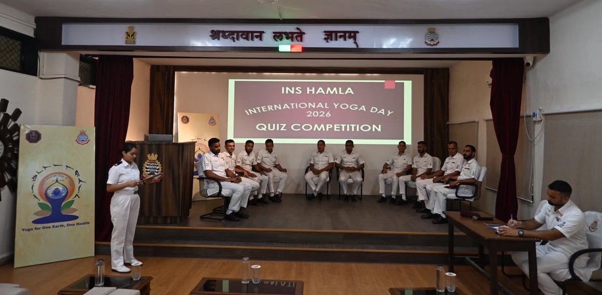 IN_Hamla's tweet photo. #Hamlahappenings 
#IDY26 🧘‍♂️✨

@IN_Hamla continues to embrace the spirit of yoga with energy, enthusiasm and togetherness.

As part of the #IDY2026 celebrations, daily Mass Yoga Protocol sessions and yoga demonstrations are being conducted across the establishment, inspiring personnel and their families to adopt a healthier and more balanced lifestyle.

The celebrations reached a vibrant crescendo with a serene Sunset Yoga Session for #NWWA , where mindfulness met nature’s beauty. Adding colour and excitement to the occasion were a lively Rangoli Making Competition and an engaging Yoga Quiz Competition, showcasing creativity, knowledge and community participation.

🌍 One Earth • One Health • One Future
🧘‍♀️ United through Yoga, Empowered through Wellness

#YogaForOneEarthOneHealth #InternationalDayOfYoga #NWWA #Wellness