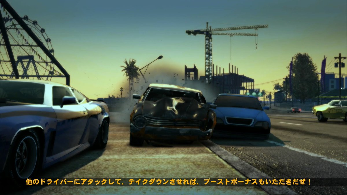 cyo_bin's tweet photo. 今の流行りはFH6だが、友人オススメのオープンワールドレースゲー「バーンアウトパラダイス」のハチャメチャ具合がヤバい！
街を爆走するだけでも楽しいけどイベント始まるとライバルをボコボコにテイクダウンできるのが脳汁でまくり。こんなオモロイゲームあったのね。眠気さめたｗ #BurnoutParadise https://t.co/rqOffuHfnM