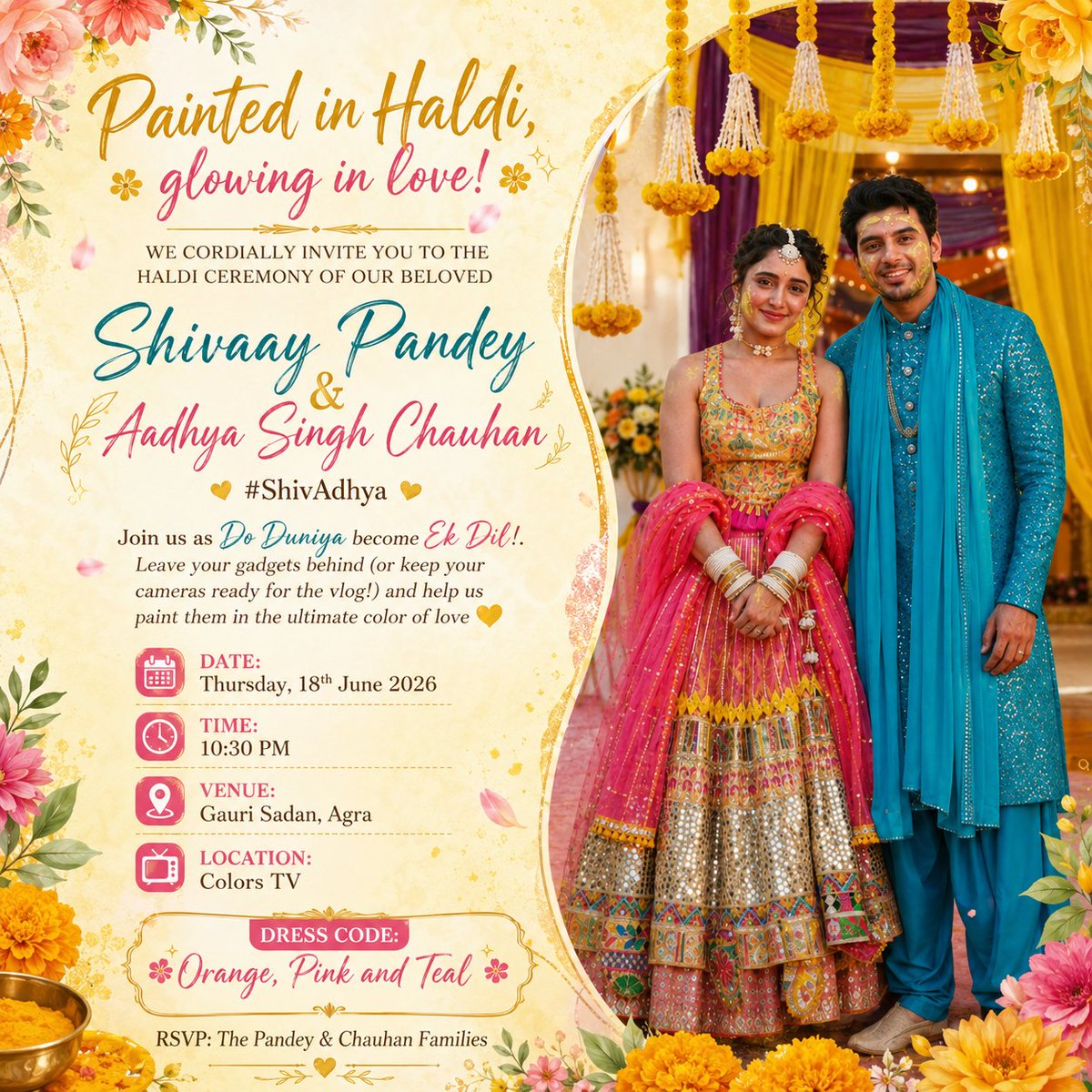vsc_officialfc's tweet photo. #ShivAdhya 's Haldi Invite 💌💛🌼✨️
Watch 'Do Duniya Ek Dil', Monday - Friday at 10:30pm (IST) only on Colors TV &amp; Jio Hotstar.
#DoDuniyaEkDil #VikramSinghChauhan #RachiSharma https://t.co/lhJn0W1N0d