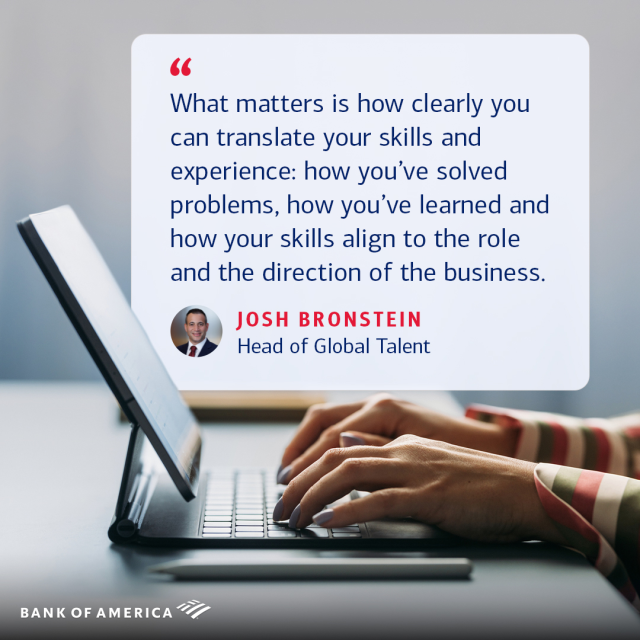 GregCoxTriad's tweet photo. What does it take to stand out in today’s job market? BofA’s Josh Bronstein shares insights on skills-first hiring, internal mobility, and building long-term careers. Worth a read: https://t.co/FAJZyD8vE1 https://t.co/nc1Z1MlV5M