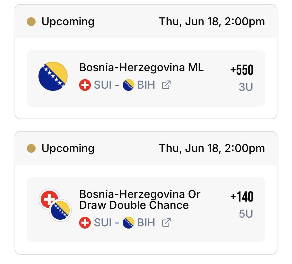 World Cup 🔒: BIH win or draw 5u 💣 BIH ML 3u 💣 #GamblingX