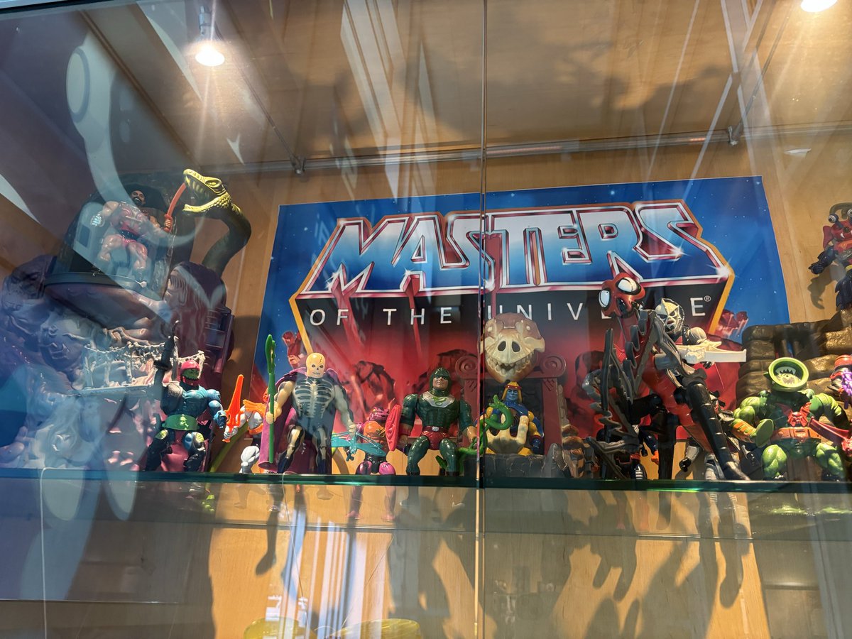 gijoeguy84's tweet photo. Epic Masters of the Universe display at the local library.

Daniel Benedict, director of the Fall of Grayskull fan film, lives nearby and this is his childhood collection. https://t.co/x8tfqHPdz6