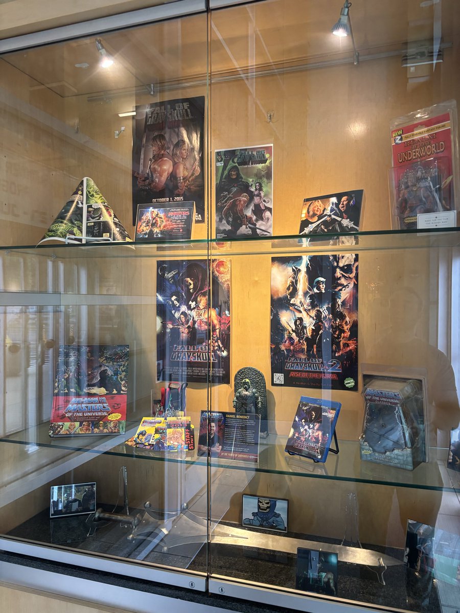 gijoeguy84's tweet photo. Epic Masters of the Universe display at the local library.

Daniel Benedict, director of the Fall of Grayskull fan film, lives nearby and this is his childhood collection. https://t.co/x8tfqHPdz6