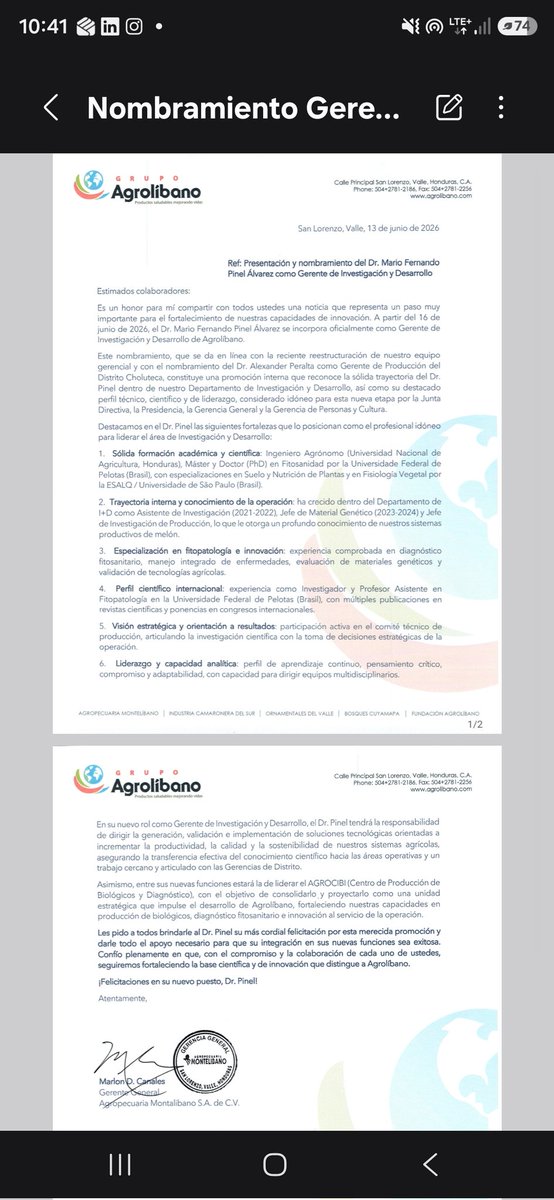 Mariopinel's tweet photo. Comienza una nueva etapa en mi carrera. La recibo con orgullo, humildad y un profundo agradecimiento por la confianza depositada en mí. ¡Vamos por grandes desafíos! 🌱🚀 https://t.co/lA6g9VcMza