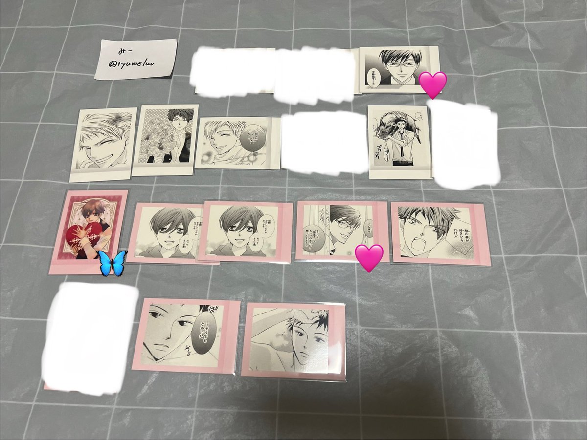 ryumeluv's tweet photo. 【交換】 桜蘭高校ホスト部 ぱしゃこれ カード 第一弾 第二弾

譲：画像 藤岡ハルヒ 須王環 鳳鏡夜 常陸院光 馨 埴之塚光邦 銛之塚崇

求：画像②③🟥赤枠

譲🦋🩷は求🦋🩷との交換
⭐️は緩募のため他含む交換
纏めての方優先

#みーのお取引2 https://t.co/rqEB1kEaxn
