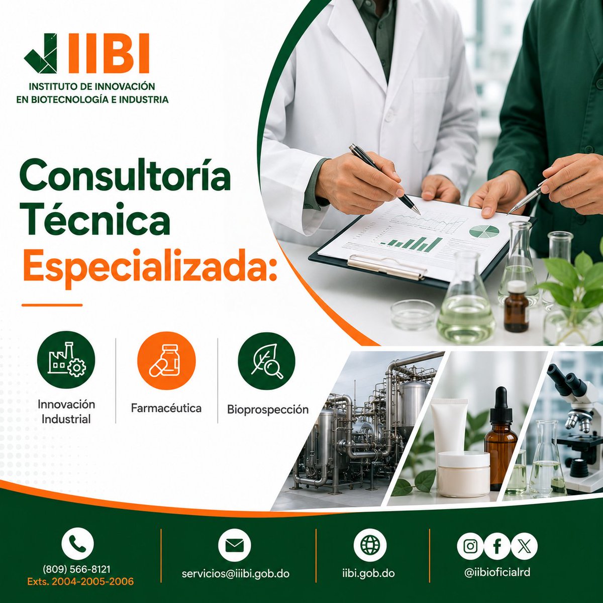 IIBIOFICIALRD's tweet photo. En el IIBI brindamos asesoría especializada en Innovación Industrial, Farmacéutica y Bioprospección, apoyando a empresas con consultorías, diagnósticos, inspecciones y asesoría técnica para fortalecer la calidad y competitividad.
📩https://t.co/IhItO7JGka
📞(809) 566-8121
#IIBI https://t.co/ZUKqCLhO30