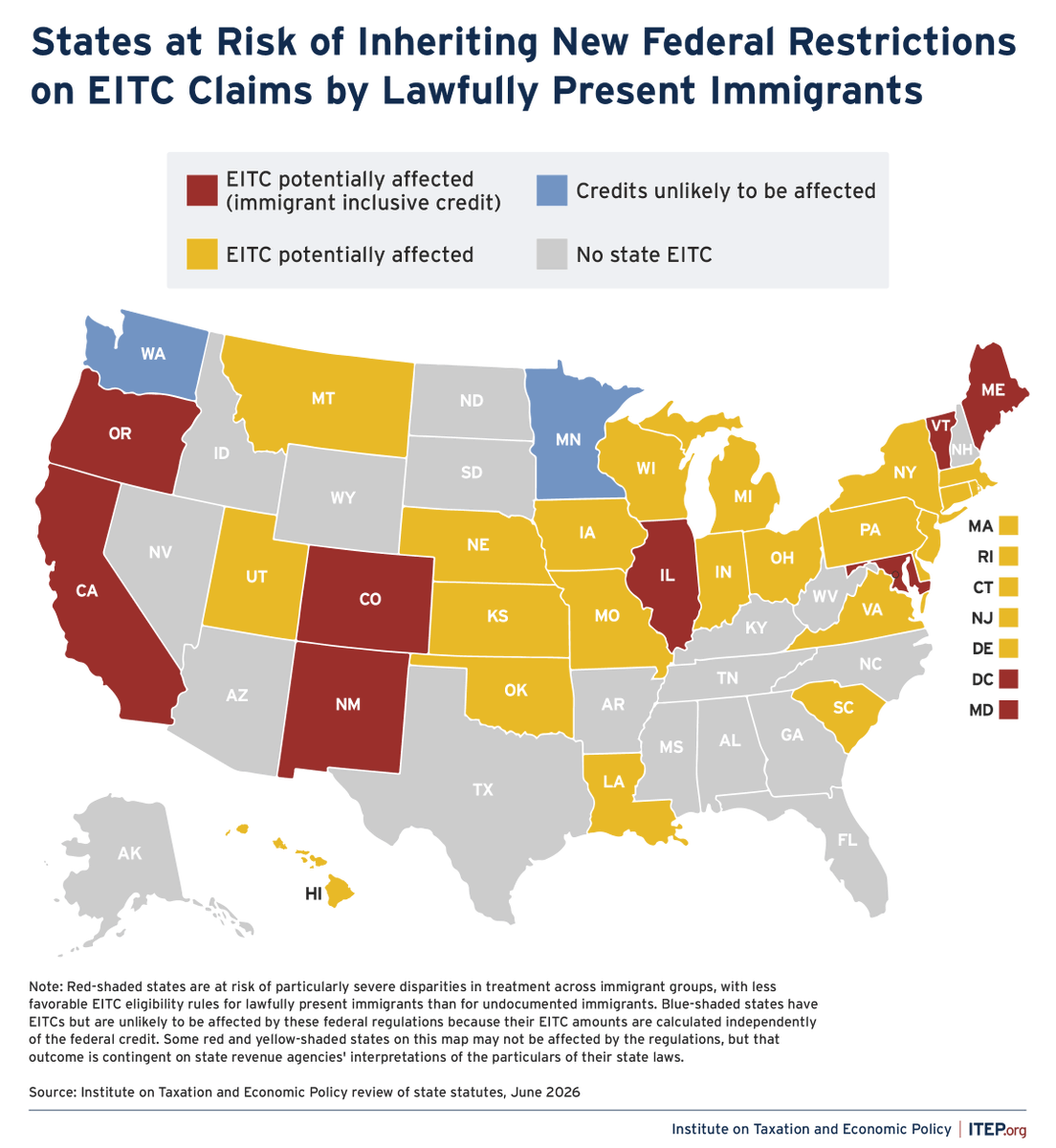 iteptweets's tweet photo. The Treasury wants to bar more lawfully present immigrants from tax breaks that support working families and reduce poverty.

As many as 30 states are at risk of seeing their tax credits weakened unless lawmakers opt out of these proposed restrictions. https://t.co/Za1bTSy0x9
