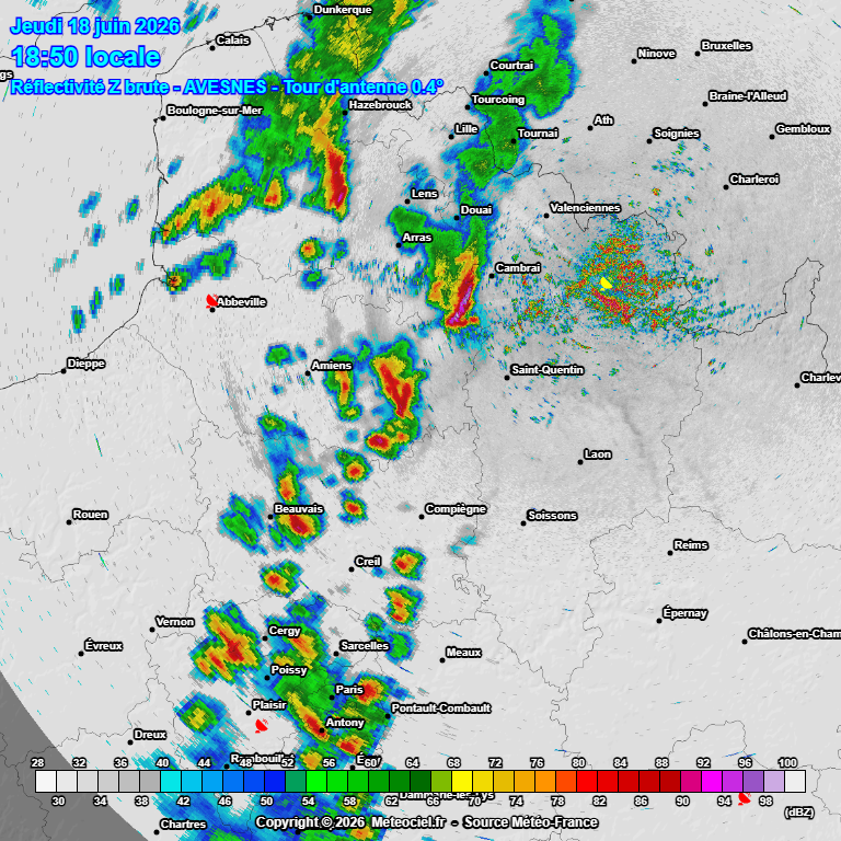 Finntie2's tweet photo. Currently some thunderstorms and supercells active in NW France. These move NE as the day progresses.

Intensity may increase with these or other cells before decreasing slowly later in the evening.
Of course, some cells may vanish earlier. https://t.co/GLqPW0Oz1S