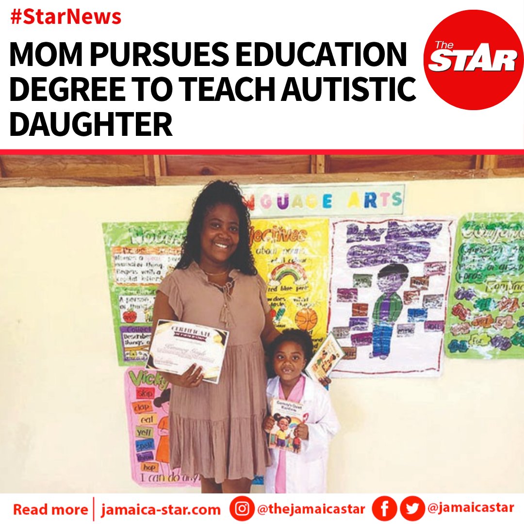 jamaicastar's tweet photo. #StarNews: When schools repeatedly turned away her autistic daughter, Kimmoy Gayle refused to accept that the child would be left behind. Instead, the 34-year-old mother enrolled at The University of the West Indies (UWI) and began training.

READ MORE: https://t.co/foD3hehcu8 https://t.co/xdeJrqIuWp