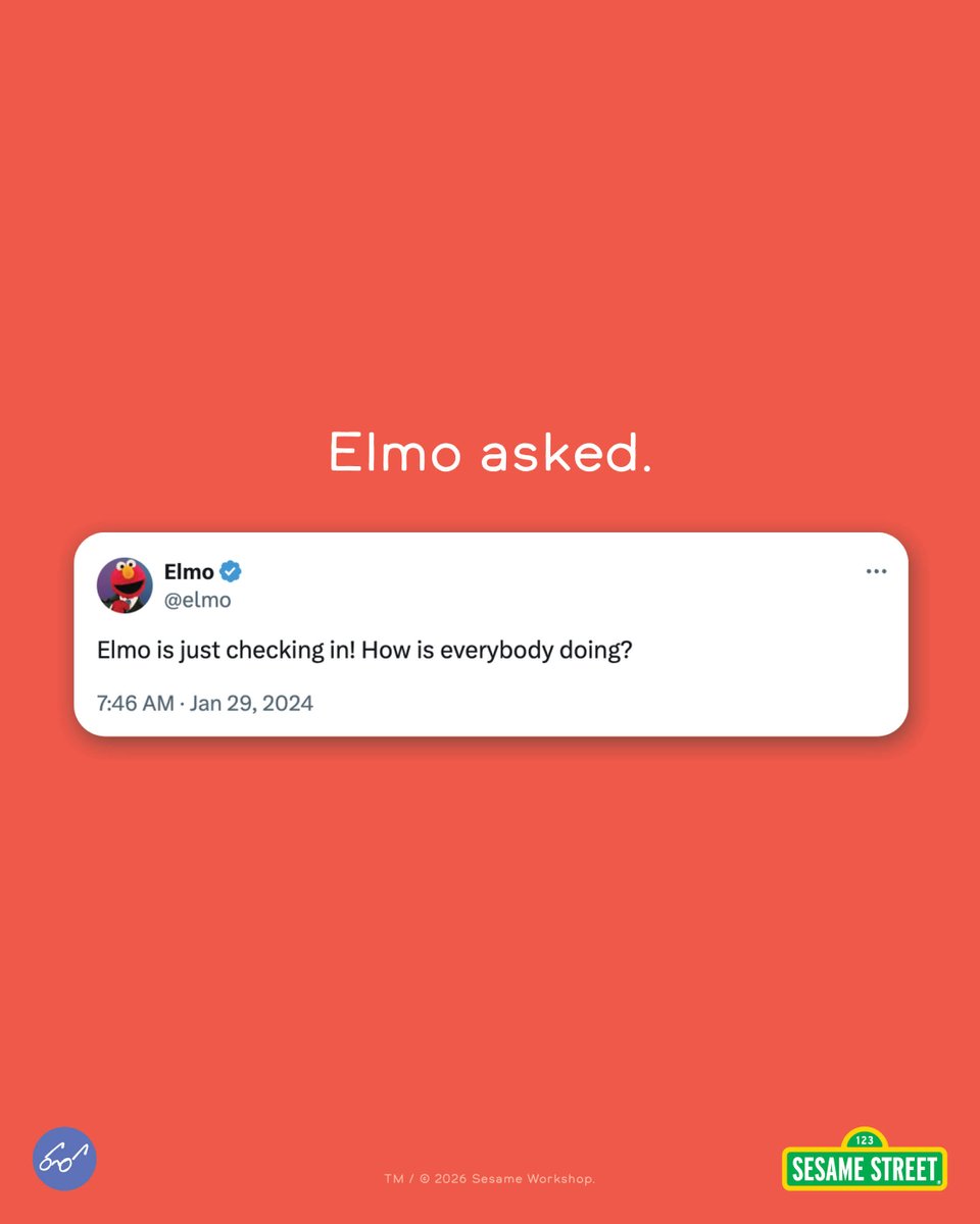 ChronicleBooks's tweet photo. Elmo Checks In: How is Everybody Doing? is here for when you need a (very furry, very red) friend! Out October 27th—pre-order wherever books are sold. And remember, Elmo loves you!❤️ https://t.co/4FIRGNQnlw