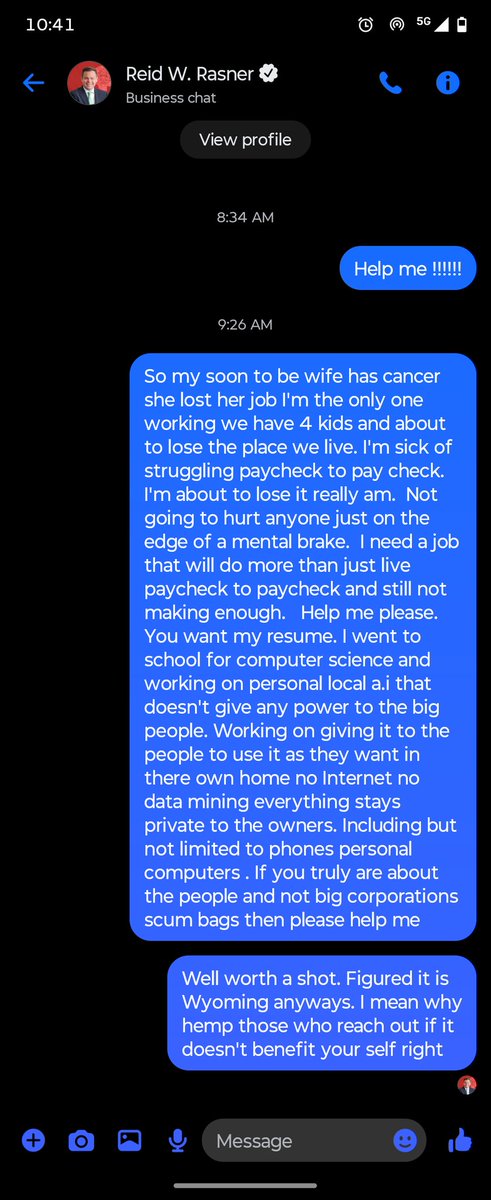 strife711's tweet photo. @Rasner4WY this guy is a fraud he claims he cares for people but refuses to help.   Dude lost my vote and should lose yours https://t.co/x3Z0QiBy7S
