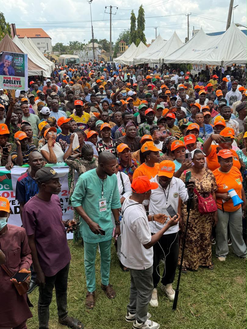 ADCNig's tweet photo. Ado Ekiti Welcomes ADC National Leadership 🇳🇬

The National Chairman of the African Democratic Congress (ADC), Distinguished Senator David Mark, alongside members of the party's National Working Committee and other party leaders, joined supporters and stakeholders in Ado Ekiti for the governorship campaign of the ADC candidate, Ambassador Dare Bejide.

The visit reflects the party's growing momentum in Ekiti State and its commitment to providing the people with credible leadership, inclusive governance, and a brighter future.

Together, we are building a stronger Ekiti and a better Nigeria.

#ADC #EkitiDecides #DareBejide #SenDavidMark #Leadership #HopeOfThePeople #adcarise