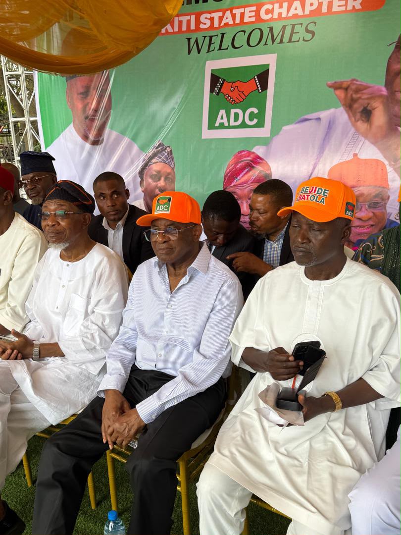 ADCNig's tweet photo. Ado Ekiti Welcomes ADC National Leadership 🇳🇬

The National Chairman of the African Democratic Congress (ADC), Distinguished Senator David Mark, alongside members of the party's National Working Committee and other party leaders, joined supporters and stakeholders in Ado Ekiti for the governorship campaign of the ADC candidate, Ambassador Dare Bejide.

The visit reflects the party's growing momentum in Ekiti State and its commitment to providing the people with credible leadership, inclusive governance, and a brighter future.

Together, we are building a stronger Ekiti and a better Nigeria.

#ADC #EkitiDecides #DareBejide #SenDavidMark #Leadership #HopeOfThePeople #adcarise