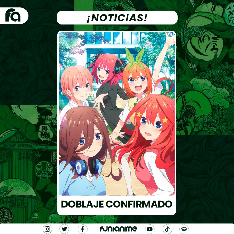 funianime's tweet photo. El doblaje de "The Quintessential Quintuplets Specials" llegará el próximo 21 de julio a Crunchyroll.

Fuente: WDN https://t.co/ol3NLbLC3O