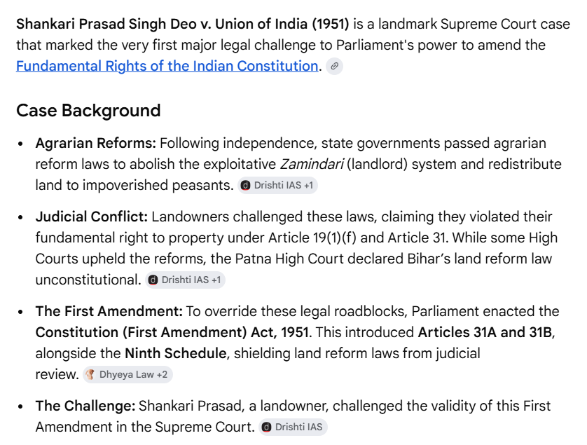 prisha0602's tweet photo. Shankari Prasad Singh Deo v. Union of India (1951) :
#CASE #POLITY https://t.co/5xbWTQptSD
