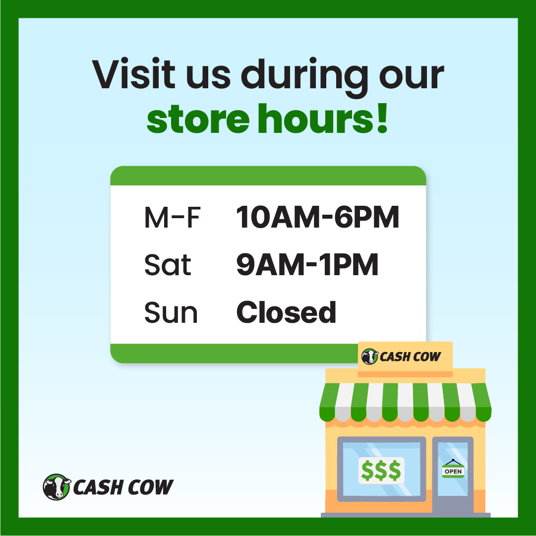 CashCowLA's tweet photo. Cash Cow of Louisiana has updated our Saturday hours to better serve you. 😍

New Hours:
Monday-Friday: 10am to 6pm  Saturday: 9am to 1pm

Find your nearest store here: https://t.co/Fk0F8uk3wh

#titleloans #paydayloans #cashadvance #loans #personalloans #CashCowLouisiana https://t.co/9R2gj6y9AR