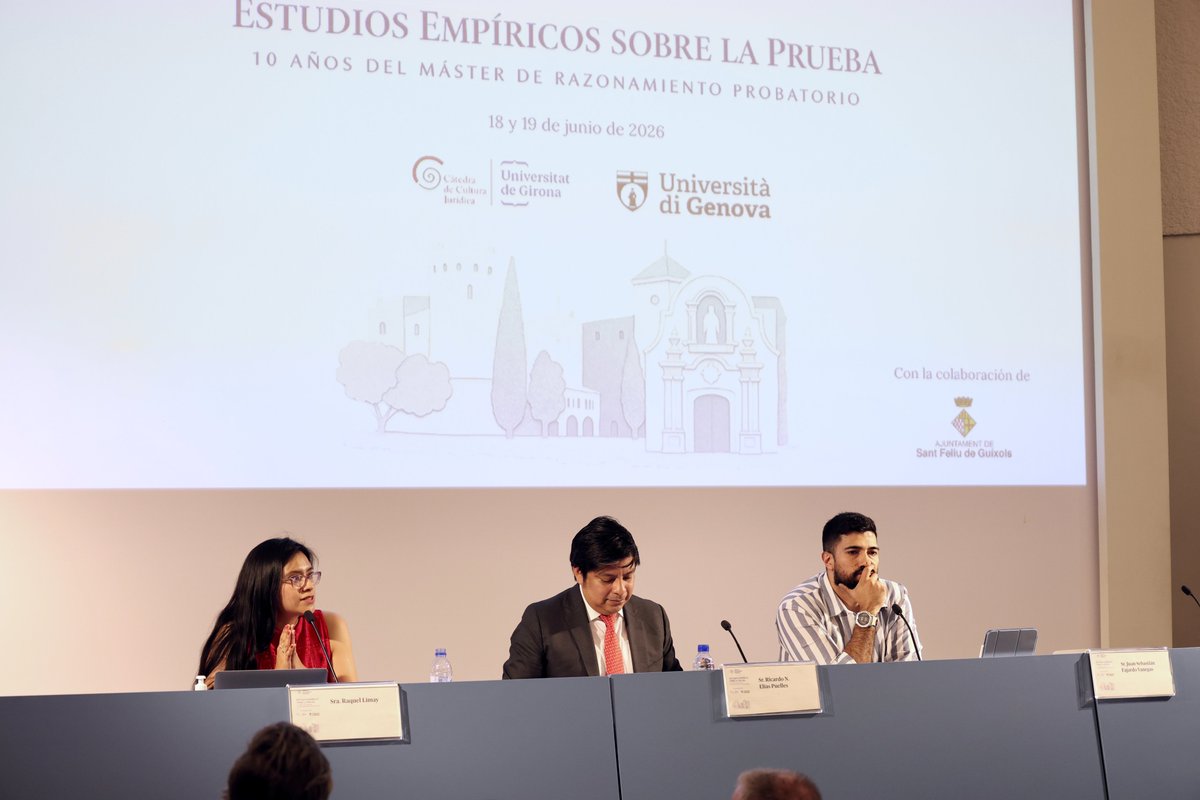 CCJ_UdG's tweet photo. 🎙️ Comienza la Mesa 2 del congreso internacional Estudios empíricos sobre la prueba.

La sesión aborda dos desafíos actuales del razonamiento probatorio: la declaración de la víctima en la investigación del cibercrimen y la fiabilidad de las pericias médico-legales para determinar la causa y manera de muerte.