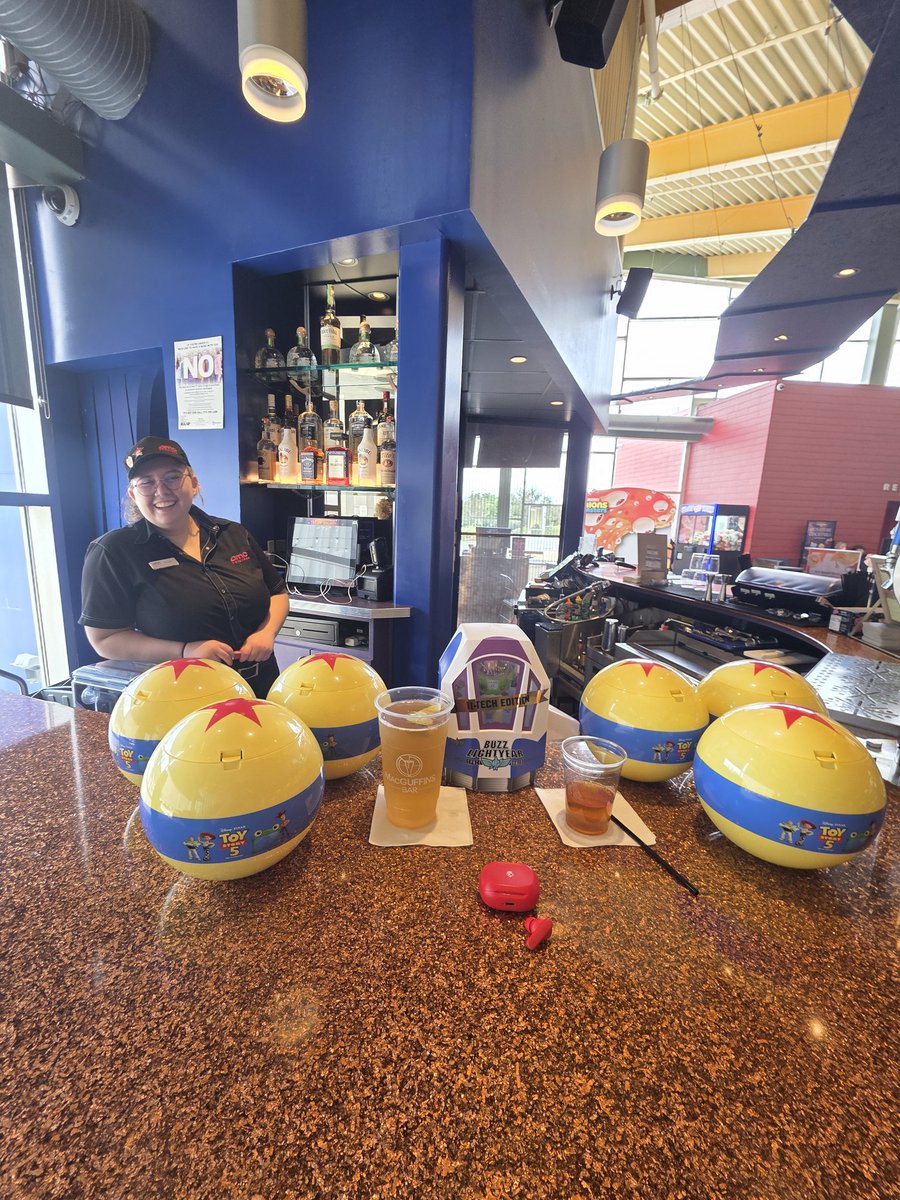 SMSgt_Zach's tweet photo. To Infinity... And the Bar!!! 
#atAMC for #ToyStory5
Picked up some merch hedgies as im sure many will do this weekend🤘

Drinks and popcorn are donated for kids seeing the movie🤘

#AMC https://t.co/nST2VPQZeS