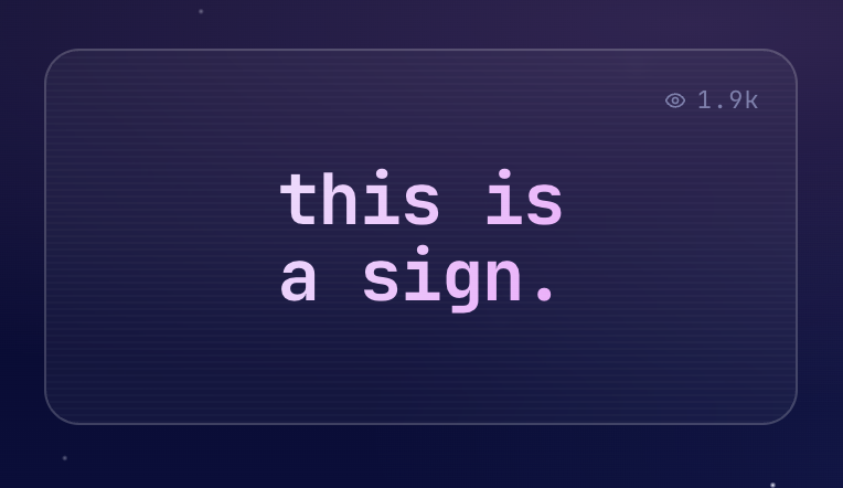 markee_xyz's tweet photo. This is a sign.

🪧

Anyone can pay to change. 

🪧

That funds the open internet. https://t.co/GKvVTPaBrC
