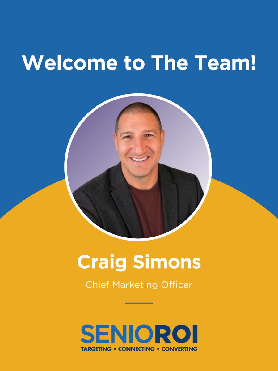 TeamSenioROI's tweet photo. We’re excited to welcome Craig Simons as Chief Marketing Officer at SenioROI.

With experience across senior living operations, technology, CRM, and sales enablement, Craig brings a unique perspective on how better data can help teams reach the right prospects. https://t.co/xBVpmhu9PJ