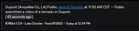 WXMason20's tweet photo. And to add onto it all, it seems like we actually had a tornado over the 20" or so rain that has fallen across the area. https://t.co/TgXFvCZjE8