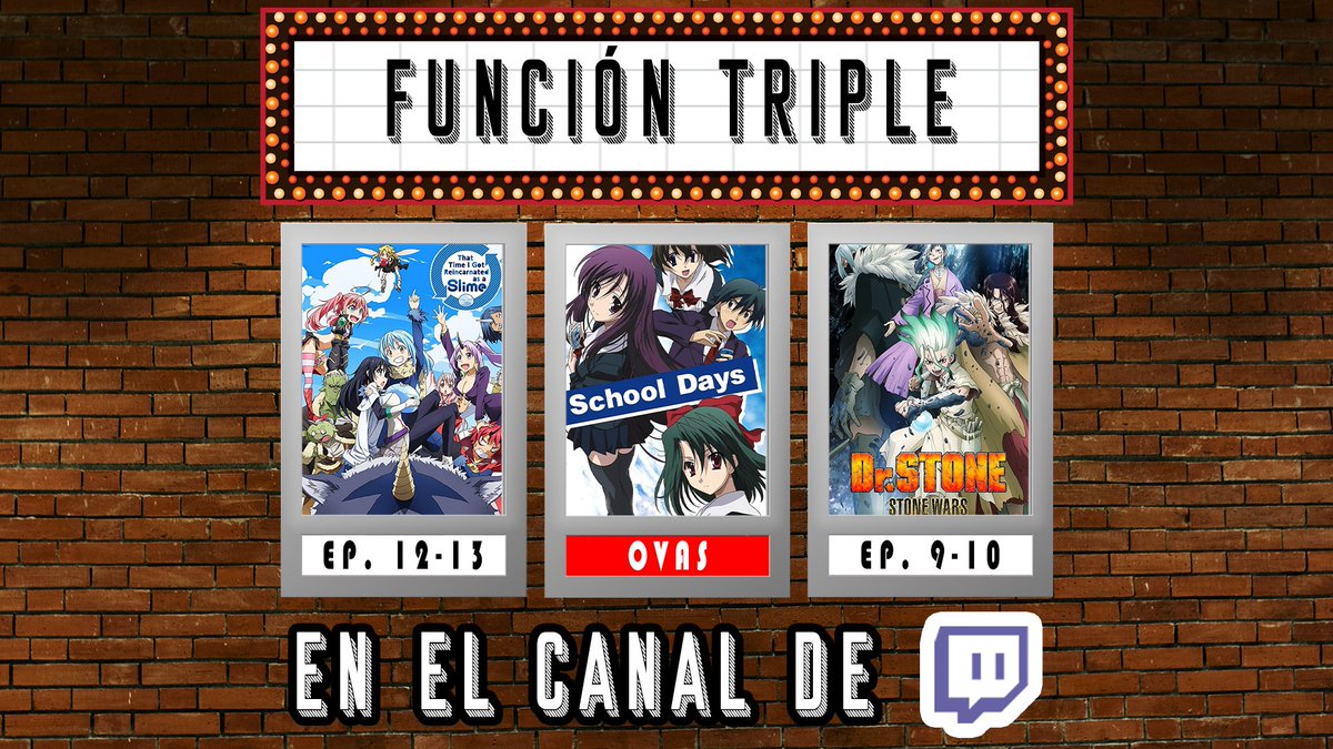 MadrigueraDoc's tweet photo. ¡OVAS Y CIENCIA!
Nos vemos en 30 minutos (7 pm CDMX) en el canal de Twitch para ver las OVAS de School Days, y seguir con TenSura y la temporada 2 de Doctor Stone.
https://t.co/LvrcIYtnL4 https://t.co/7NxImJMp8G