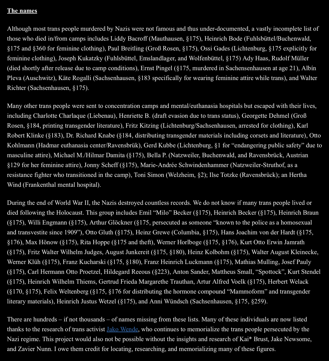 EliErlick's tweet photo. JK Rowling is again openly aligning herself with Nazis, and it's a good reminder of how she engages in Holocaust denial. When she denied trans women were persecuted during the Holocaust 2 years ago, I created the longest list of known trans Holocaust victims (with photos). https://t.co/hM1JF4CUVG