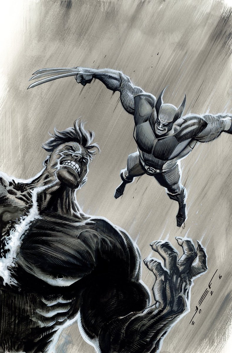 juaneferreyra's tweet photo. My Variant cover for "The Infernal Hulk vs Wolverine" #1! final piece and Original art. Gouache on watercolor paper. 11x17 https://t.co/zvI3kF4m9N