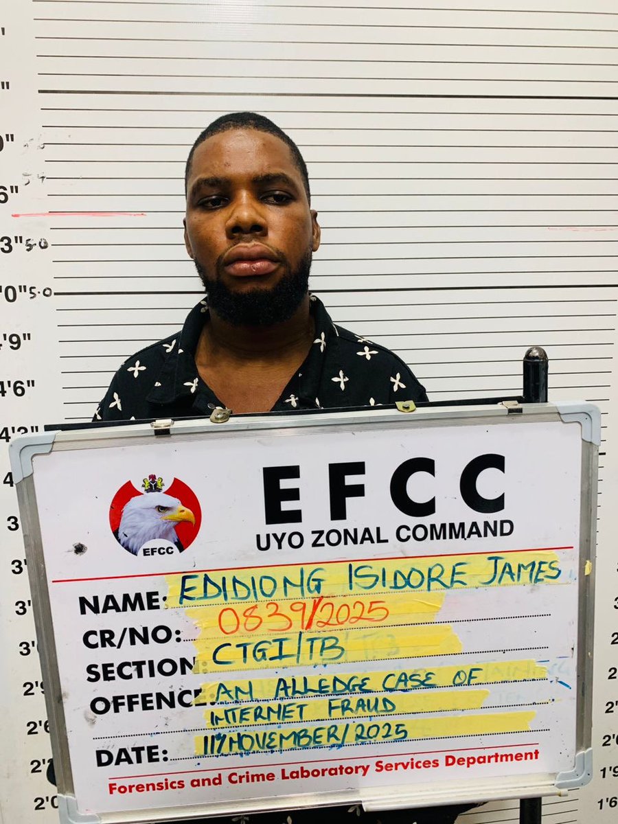 officialEFCC's tweet photo. Alleged $41,000 Romance Scam:  EFCC Calls Witness in Trial of Edidiong James in Uyo

The Economic and Financial Crimes Commission, EFCC,  Uyo Zonal Directorate,  has called its first witness,  Deputy Superintendent of EFCC,   DSE Unyime P. Moses  in the trial of an alleged romance scammer,  Edidiong Nsidore James.

Moses told Justice Maurine Oyetenu of the Federal High Court  sitting in Uyo,  Akwa Ibom State,  that the evidence of James’ alleged involvement in the $41,000 love scam was discovered in his mobile phone.  Explaining further,  the witness  stated that the communication between  the defendant and his victim,  Elizabeth,  whom he often called ‘My Everything’, had details of the alleged monetary exchange between them.

According to Moses,  the chat evidence printed from the defendant’s phone revealed that when the victim demanded that her money be refunded to her, the defendant failed to comply. Instead, he demanded for more money under various guises, insisting that the additional money must be sent to him, to enable him release her $41,000 to her. “Send me $900 if you want your money back, because if you don’t send me the $900, I won’t give you your money back”,  James said in their chat.

Moses also told the court that, when the victim threatened to report him to the EFCC,  the defendant boasted to her that the EFCC cannot arrest him: “Did you really think the EFCC could arrest me?  I remember I once told you that all this won’t help us, that you sent me $900, but you refused. So,  tell me, how long will it take you to stop thinking you can arrest me.”

While giving her evidence-in-chief, the PW1 told the court that the defendant used pseudo names to defraud his victims, and also identified himself as ‘Jessy James’ when he was arrested.  She said a BVN check was immediately conducted and it was confirmed that Jessy was a fake name.

The witness also told the court that all pleas from the victim to the defendant to refund her money fell on deaf ears as James kept demanding for more money.  Elisabeth once pleaded in one of her chats with  James: “at the end of August, the bailiff will take my apartment and because of you, I will be on the street with my child. I will never forgive you for this. If you do this to me, to whom you said you love, then what will you do to the one you don’t love? I don’t need your pity and I don’t need any feelings at all from you. I need my $41,000”

The PW1 also narrated how she went ahead to put a call across to the victim who responded, but got angry the instant she mentioned the name of the defendant.  Moses said the victim rained curses on her and called the entire country ‘corrupt’. “Don’t ever call me again, your entire country is as corrupt as Jessy and I do not wish to speak with any of you again, except through my country’s Embassy”

After  the cross-examination, the court adjourned to September 22 and 23, 2026, for further hearing.

James  was arrested at his residence located at Ring Road 3, off Camp Gee, Uyo, Akwa Ibom State, in an intelligence- driven sting operation on October 8, 2025. Items recovered from the defendant include an iPhone 15 Pro Max, a Redmi 13 mobile phone, and a Lexus ES350, which were all tendered as exhibits by the prosecution counsel,  Joshua Abolarin and were all admitted in evidence.

During a forensic examination of the said gadgets, incriminating communications between the defendant and his victim were discovered in the devices revealing how he had allegedly been defrauding Elizabeth for over three years through a romance scam and extorting money from her. Further probe revealed that he had received a total sum of $41,000 from his victim and was still demanding more.

While interrogated,  James stated that he owned a BetNaija shop which he said he established in 2021. He further claimed that he engaged in boosting social media accounts, by increasing followers. According to him, he charged between ₦30,000 and ₦40,000 per account and has boosted about 20 accounts for his online clients. However,  no evidence was found to substantiate his claim of operating a social media account boosting business, and no proof that any client had sent login details to him for account boosting services.

Further investigation revealed that the suspect was actively involved in internet fraud, specializing in romance scams and identity theft. Findings showed that he used fictitious Facebook and WhatsApp accounts to communicate with his  victims,  including Elizabeth.  Investigations also established that his victims were foreign nationals and not Nigerians as he had earlier claimed.

Although the suspect claimed that he only benefited $4,000 from Elizabeth,  a Hungarian, conversations retrieved from his devices revealed that he received way more than the amount he claimed.

James was first arraigned on January 30, 2026, and pleaded ‘not guilty’ to the three-count charges preferred against him by the Commission.

One of the charges reads:

“That you, Edidiong Isidore James ( a.k.a Jessy Isidore James), on or sometime in February 2025 in Akwa Ibom State, within the jurisdiction of this Honourable Court, with intent to defraud, did obtain the total sum of Forty-One Thousand United States Dollars ($41,000 USD), property of Elizabeth (‘My Everything’) and other unsuspecting victims, under the pretence of trading in Bitcoin/Forex Trading, which pretence you knew to be false, and thereby committed an offence contrary  to Section 1(1)(c) of the Advance Fee Fraud and Other Fraud Related Offences Act, 2006 and punishable under Section 1(3) of the same Act.”