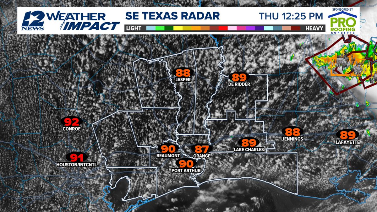PatrickVaughn4's tweet photo. Nothing on radar this afternoon with heat indices already above the Century Mark at 12:30 pm across Southeast Texas.  https://t.co/UrJOAmpwrZ https://t.co/x2DlxWiJz5