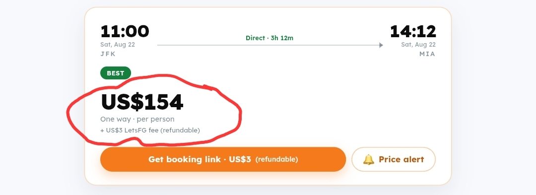letsFG_'s tweet photo. New York to Miami $154 [July-August] https://t.co/MfrLcdjJyS