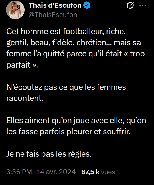SLaryukov68746's tweet photo. Cette fille est DANGEREUSE.
Thaïs d'Escufon incite les hommes (les mascus surtout) à ne PAS respecter le "NON" d'une femme. Puis ensuite, elle met en doute la parole des victimes de viol. Sans parler de ses conseils pour faire souffrir une femme. @PoliceNationale 
A diffuser! https://t.co/cGFjTopNkR